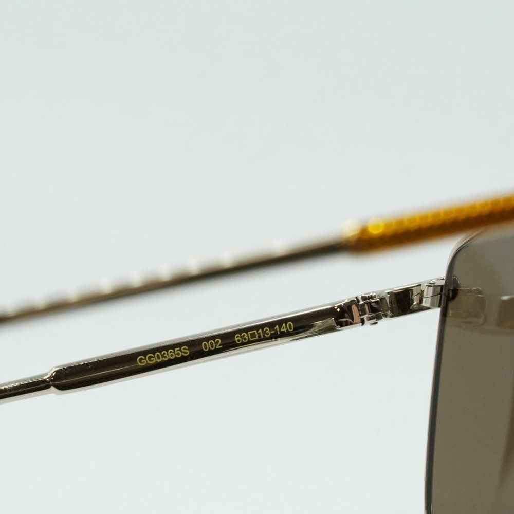 💯 NEW GUCCI GG0365S 002 GOLD BROWN UNISEX SUNGLASSES - Picture 8 of 12